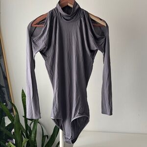 Victoria's Secret Moda International Gray Cold Shoulder Bodysuit S